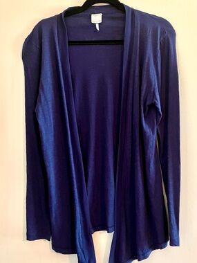 bobi Open-Front Cardigan in Deep Blue-Purple